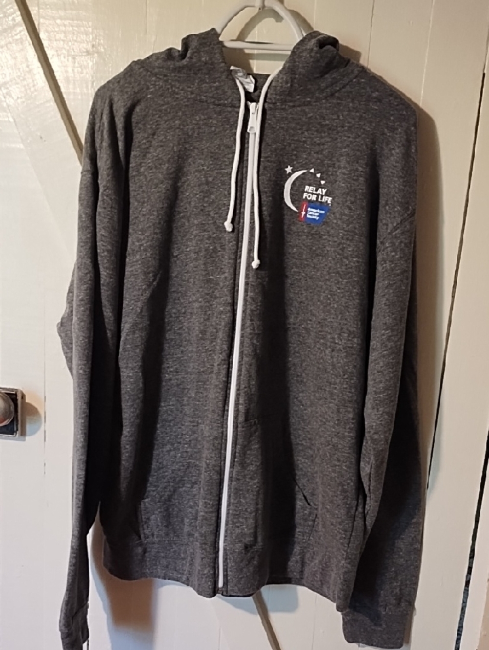 Delta Men's Dark Gray Full-Zip Hoodie with White Accents